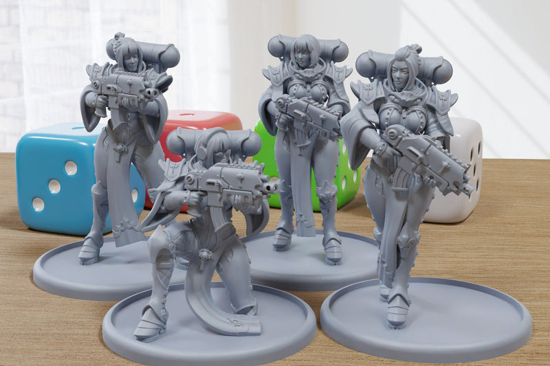 Devine Order Soldiers Sexy Pinup SFW/ NSFW 3D Printed Minifigures for Sci-Fi / Cyberpunk and Fantasy Miniature Tabletop Games - 28mm / 32mm