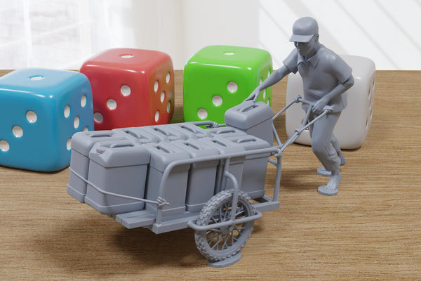 African Motorbike with Running Kids - Miniature Tabletop Wargaming - 3D Printed 28mm / 32mm Scale Minifigures