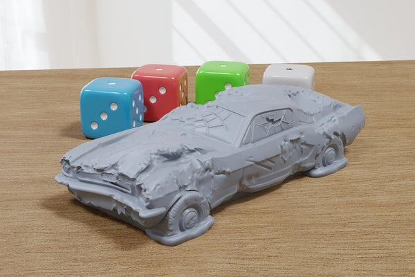 Wrecked Mustang - 3D Printed Vehicle for Miniature Tabletop Wargames TTRPG