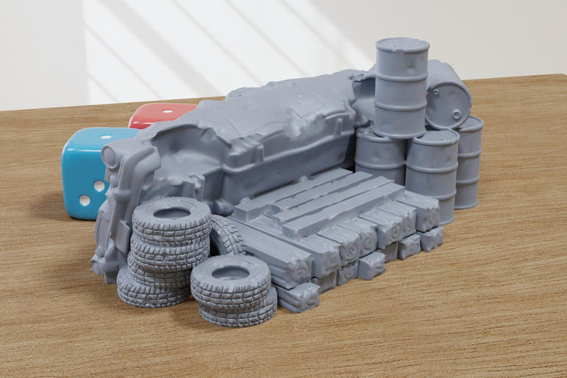 Wrecked Car Obstacle - 3D Printed Vehicle for Miniature Tabletop Wargames TTRPG