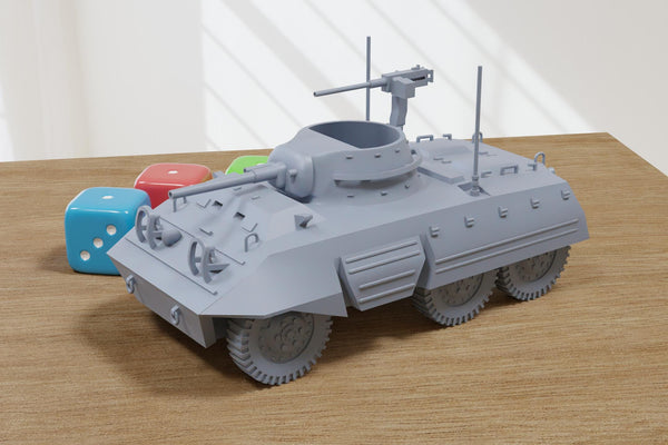 M8 Greyhound - 3D Printed Miniature Wargaming Combat Vehicle - 28mm / 20mm / 15mm Scale