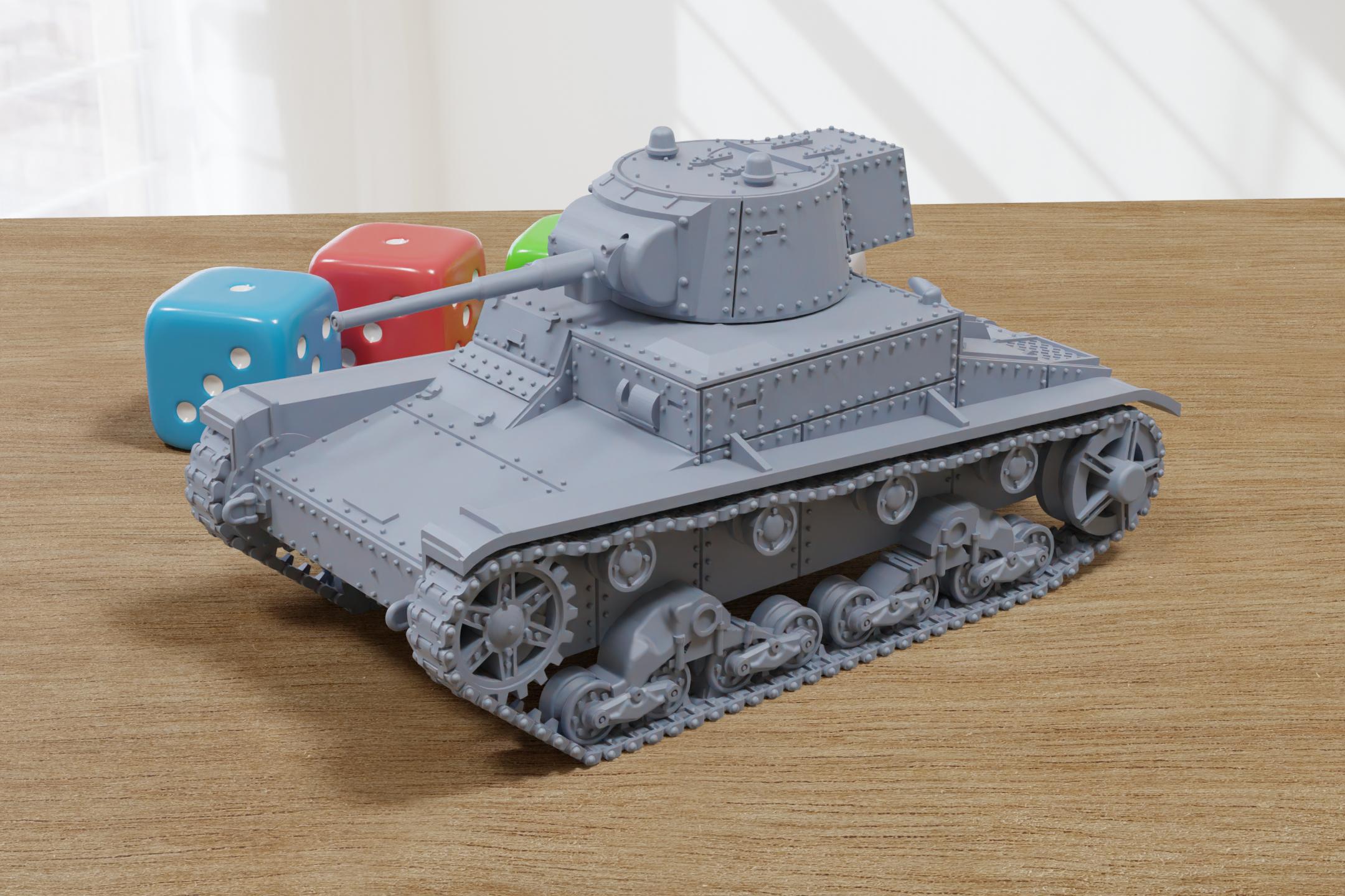 Vickers Mk E Type A - 3D Printed Miniature Wargaming Combat Vehicle
