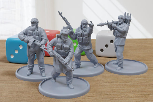 MENA Rebels Squad - 3D Printed - 28mm Scale - Miniature Wargaming Minifigures - Tabletop Wargames