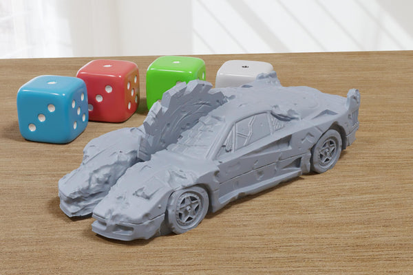 Wrecked F40 - 3D Printed Vehicle for Miniature Tabletop Wargames TTRPG