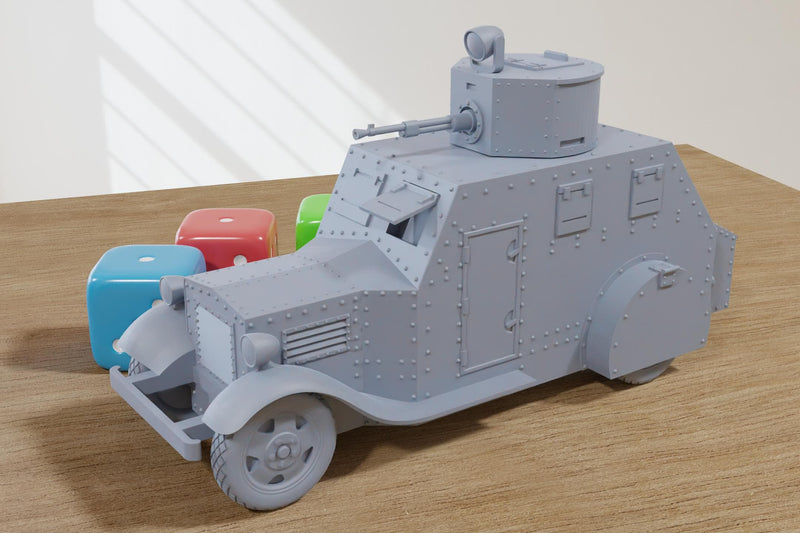 Bilbao Modelo 1932 (Spanish Civil War) Armored Car - 3D Printed Miniature Wargaming Combat Vehicle - 28mm / 20mm / 15mm Scale