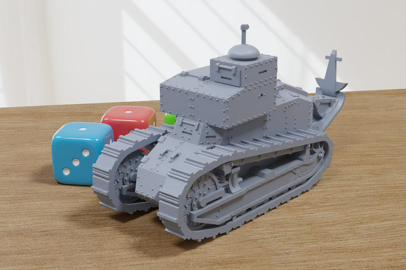 Renault FT TSF (Spanish Civil War) Light Tank - 3D Printed Miniature Wargaming Combat Vehicle - 28mm / 20mm / 15mm Scale