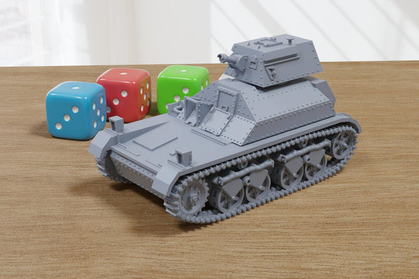Vickers Light Tank Mark II - 3D Printed Miniature Wargaming Combat Vehicle - 28mm / 20mm / 15mm Scale