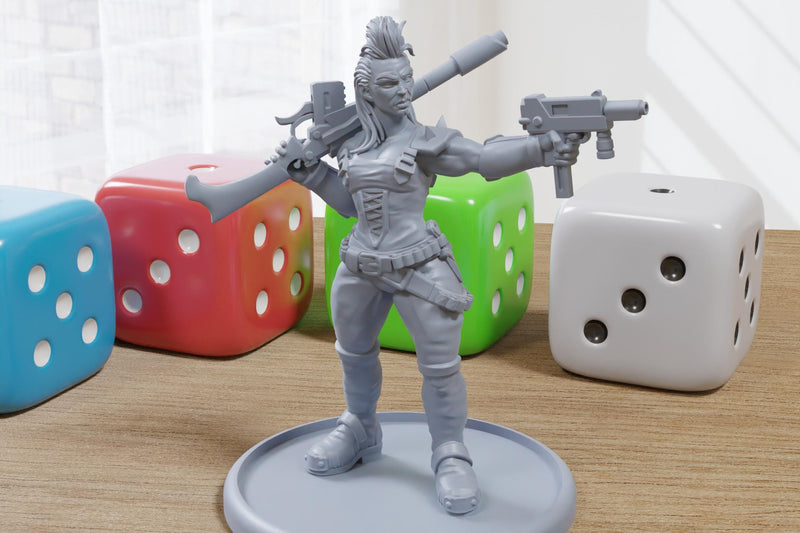 Yara Alkino Bounty Hunter - 3D Printed Proxy Minifigure for Sci-fi Miniature Tabletop Games like Stargrave and Five Parsecs from Home