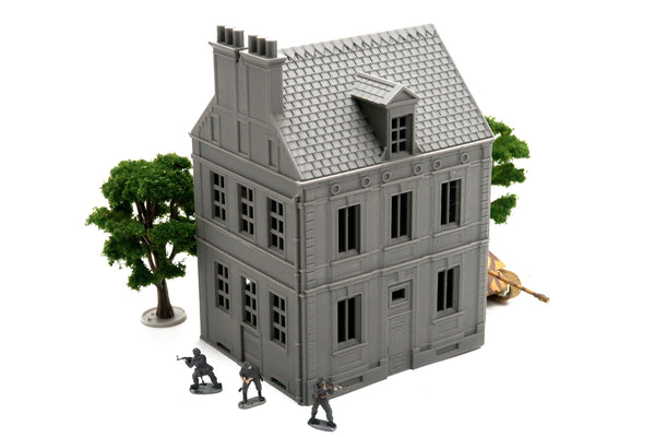 Normandy Row Cottage TS13 Corner House - French Town V4 - 3D Printed Miniature Wargaming Terrain 28mm / 20mm / 15mm Scale