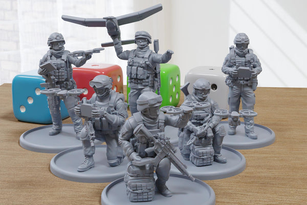 Drone Operators - 3D Printed Miniature Wargames Minifigures - 28mm / 32mm Scale