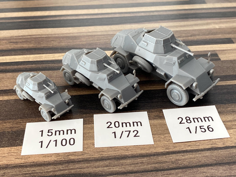 SD KFZ 222 German WW2 Light reconnaissance vehicle - 3D Resin Printed 28mm / 20mm / 15mm Miniature Tabletop Wargaming Vehicle