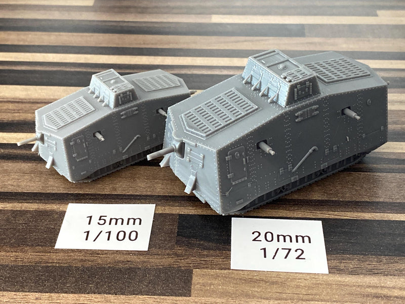 Sturmpanzerwagen A7V German WW1 Tank - 3D Resin Printed 28mm / 20mm / 15mm Miniature Tabletop Wargaming Vehicle