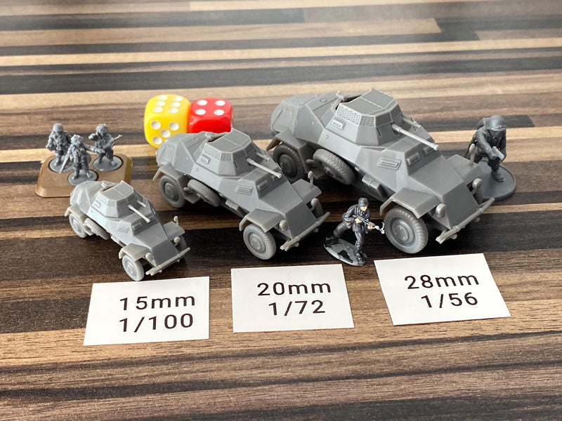 SD KFZ 222 German WW2 Light reconnaissance vehicle - 3D Resin Printed 28mm / 20mm / 15mm Miniature Tabletop Wargaming Vehicle