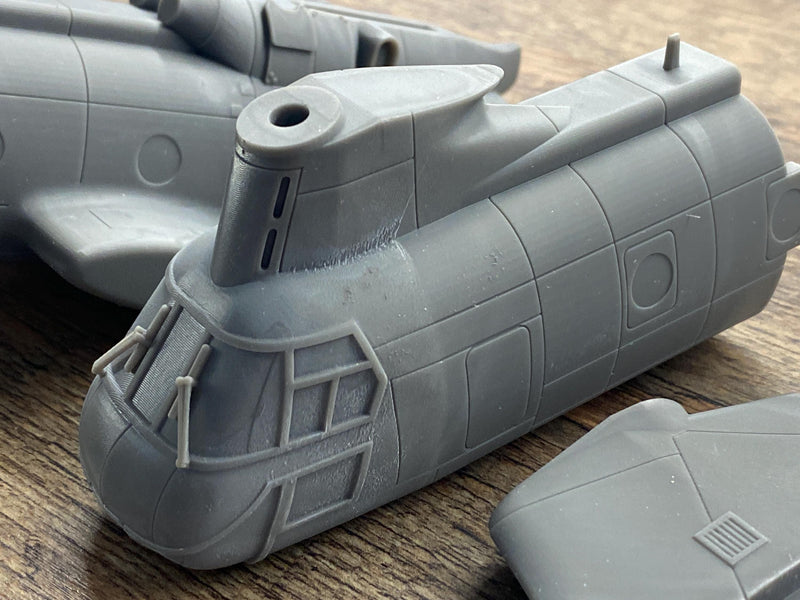 CH-46E Chinhook Troop Transport Helicopter - 3D Printed Vehicle for Miniature Tabletop Wargames - 28mm / 20mm / 15mm Scales