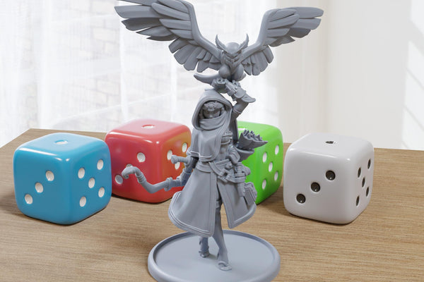 Nefari owl Tamer Sexy Pin-Up - 3D Printed Minifigure for Fantasy Miniature Tabletop Games DND, Frostgrave 28mm / 32mm / 75mm