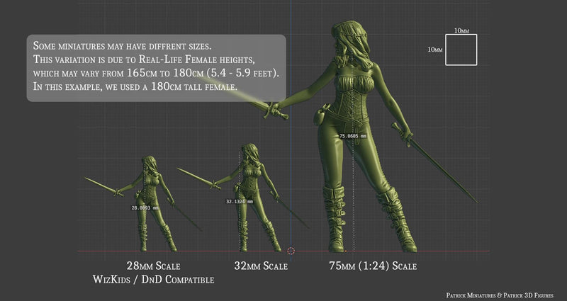 Flarya - Sexy Pin-Up Fan Art - 3D Printed Miniature Figure - 32mm / 75mm / 170mm Scale - Garage Kit