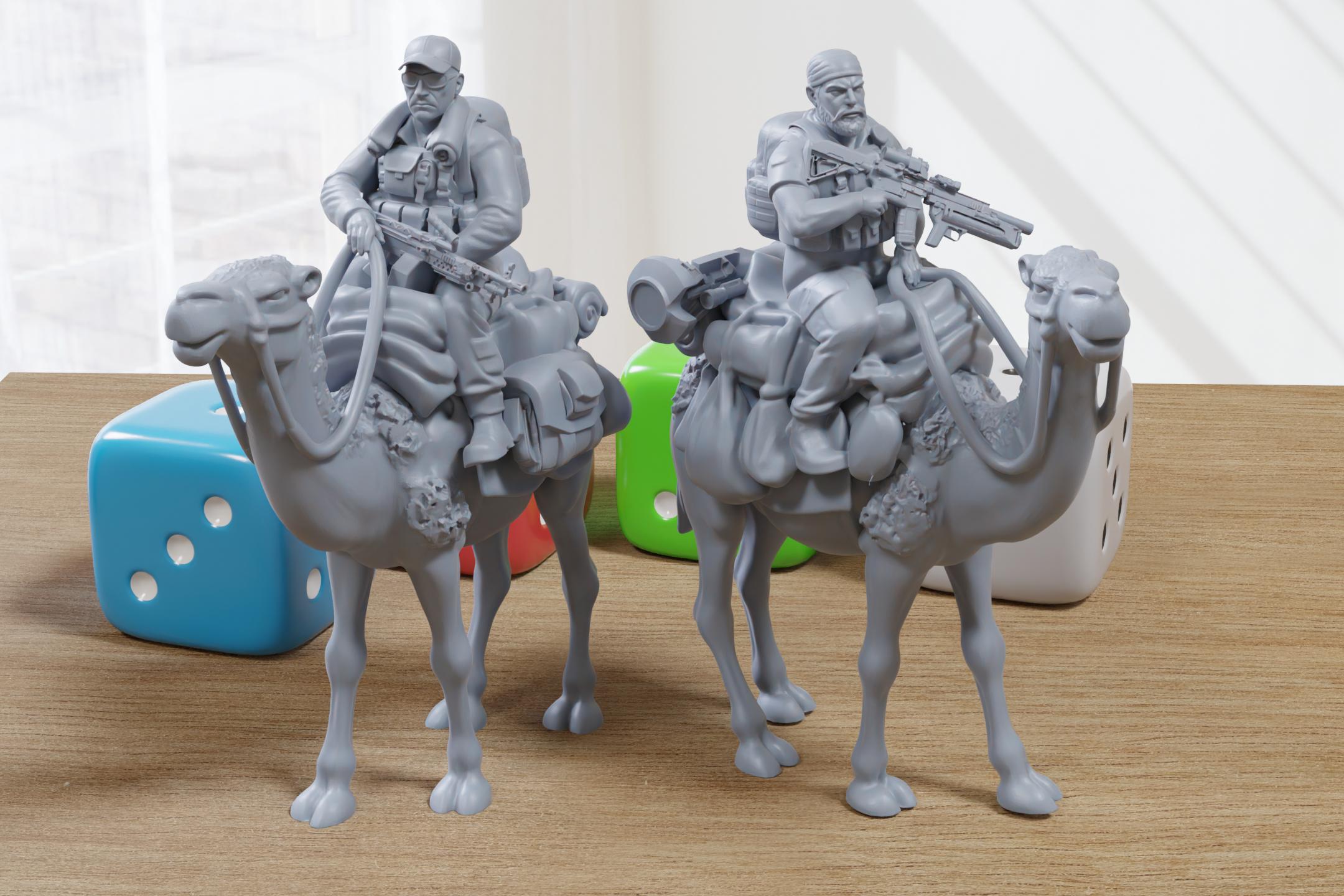 Camelback Commandos - 28mm/32mm Scale 3D Printed Miniatures for Miniat