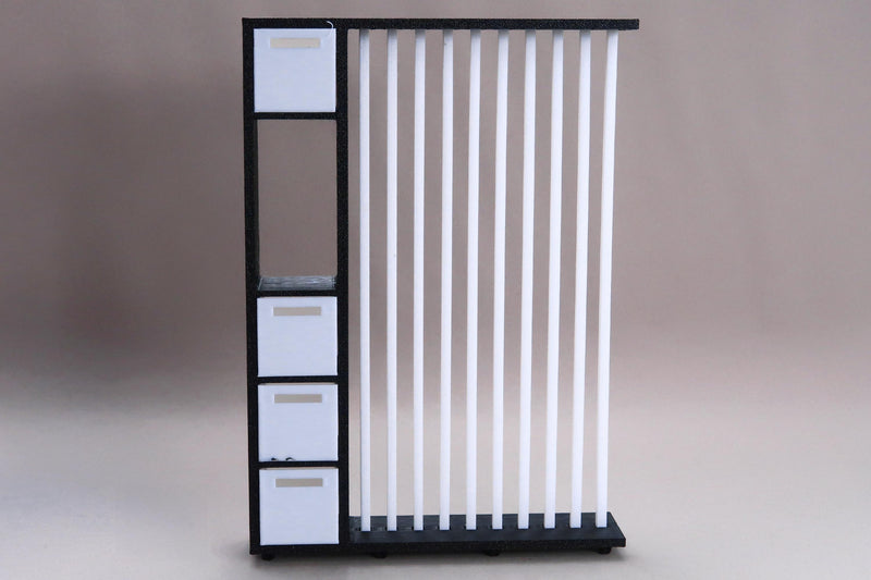 Modern Room Divider | 1:12 Scale Dollhouse Furniture | 3D Printed Miniature Partition with Storage