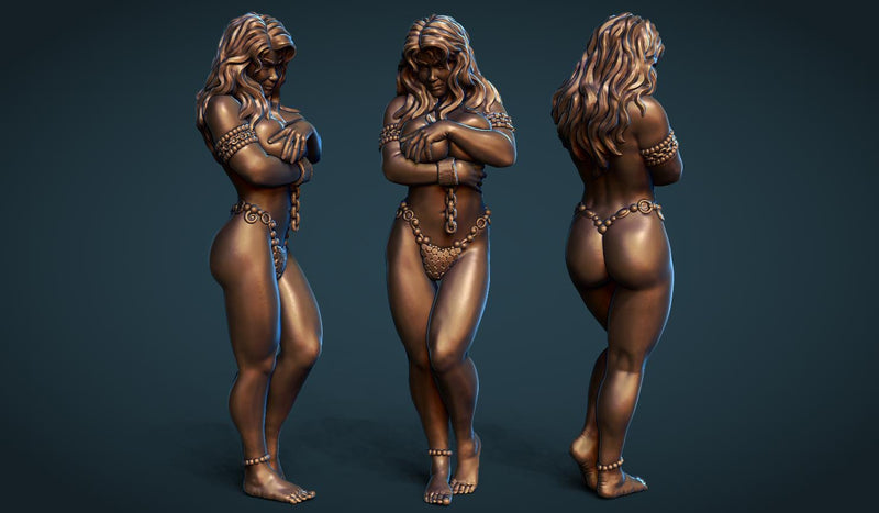 Slave Girl - Sexy Pinup - 3D Printed Minifigures for Fantasy Miniature Tabletop Games DND, Frostgrave 28mm / 32mm / 75mm