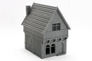 Medieval Chimney House, 28mm Fantasy RPG Terrain, Night District Tabletop Building