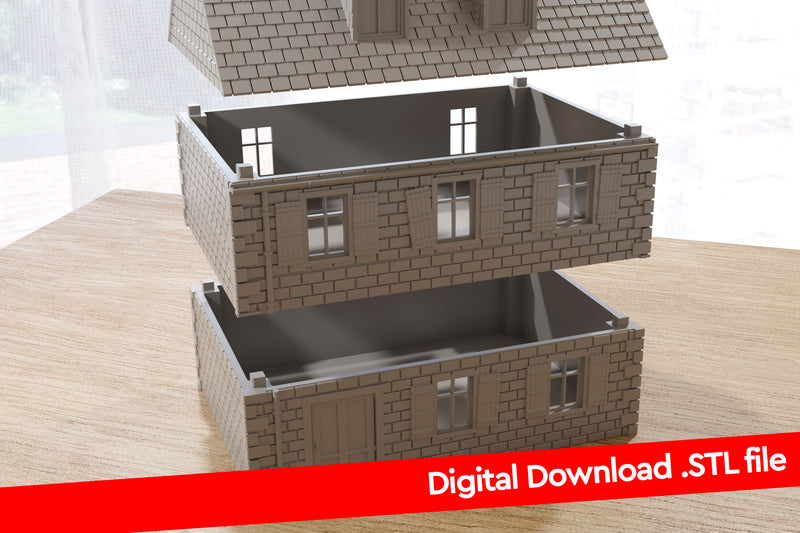 Normandy Village House Double Storey Type 3 - Digital Download .STL File for 3D Printing