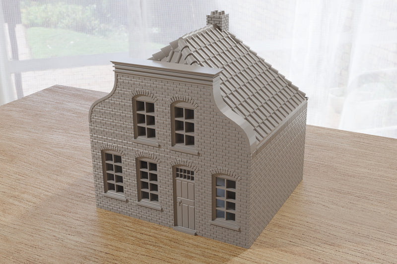 Dutch Neck Facade House - Tabletop Wargaming WW2 Terrain | 15mm 20mm 28mm HO Miniature 3D Printed Model