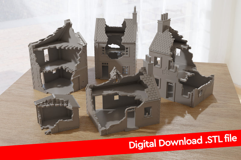 Normandy France Village VOLUME 2 Set - Intact & Destroyed - Digital Download .STL Files for 3D Printing