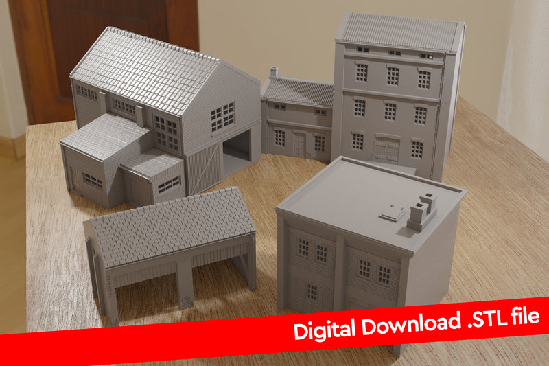 Industriegebäude-Set – Digitaler Download. STL-Dateien für den 3D-Druck