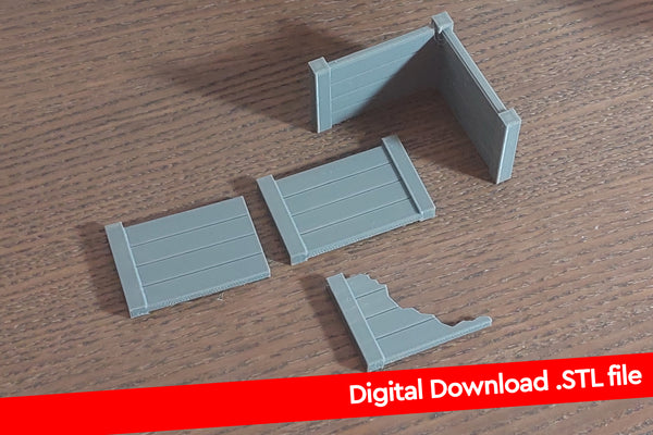 Concrete Walls for Military Outpost- Digital Download .STL Files for 3D Printing