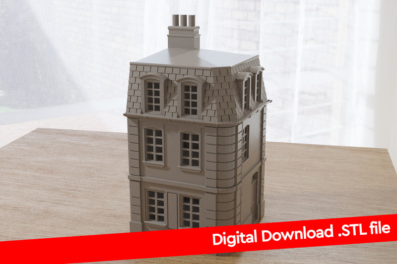 Normandy Commercial Corner House T4 - Digital Download .STL Files for 3D Printing