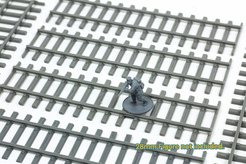Tabletop Wargaming Terrain | Train Tracks | 28mm 3D Printed Miniature | Set of 6pcs