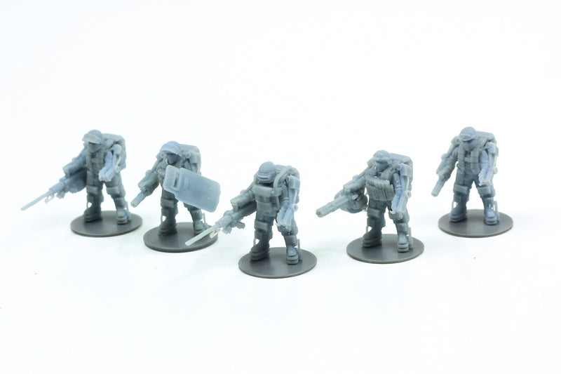 Exosuit Tactical Squad 28mm/32mm Five Minifigures - Modern Wargaming Miniature for Tabletop RPG