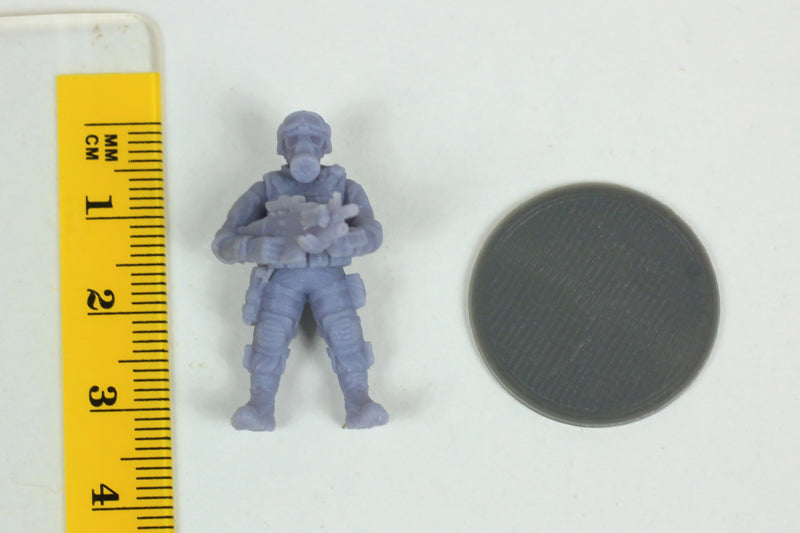 Gas Masked Soldier 28mm/32mm Minifigure - Modern Wargaming Miniature for Tabletop RPG