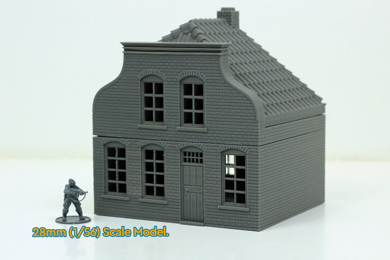 Dutch Neck Gable House - Tabletop Wargaming WW2 Terrain | 15mm 20mm 28mm HO Miniature 3D Printed Model | Bolt Action