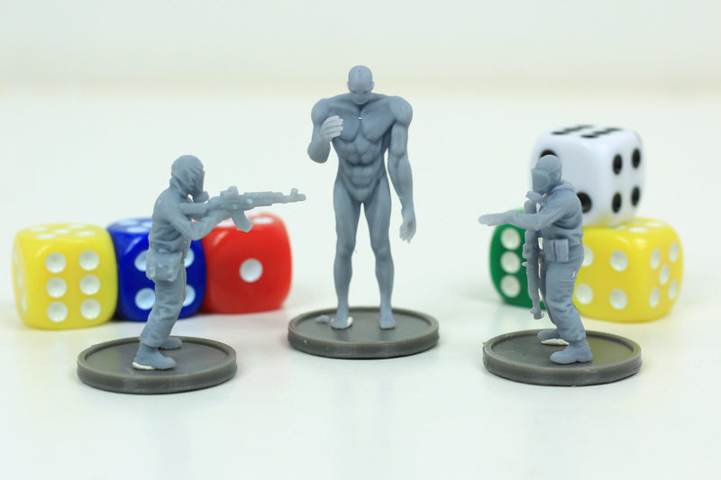 Mutant with two Hazmat Soldiers - 28mm / 32mm ZONA ALFA - Modern Wargaming Miniature for Tabletop RPG