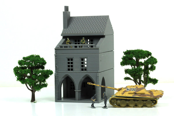 French Town Medieval Building B - Tabletop Wargaming WW2 Terrain | 15mm 20mm 28mm HO Scale 3D Printed Miniature
