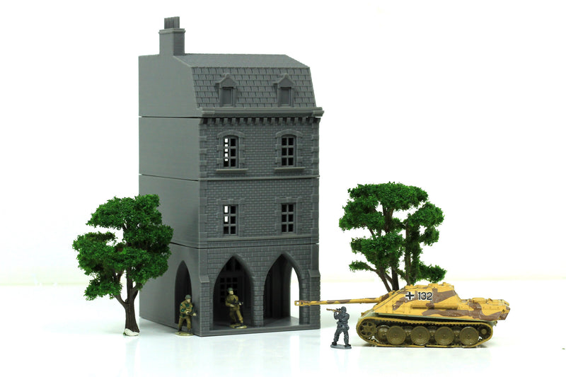 French Town Medieval Building D - Tabletop Wargaming WW2 Terrain | 15mm 20mm 28mm HO Scale 3D Printed Miniature