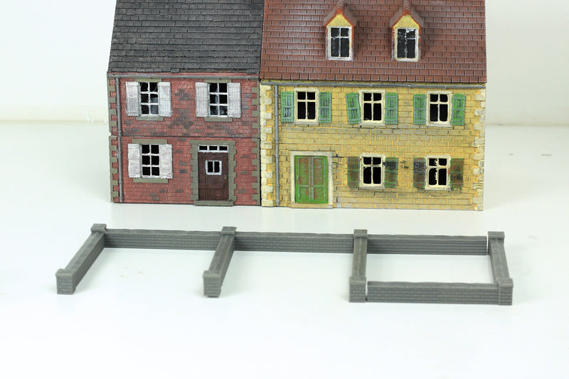 Rock Bottom Town Walls - Tabletop Wargaming WW2 Terrain 28mm Miniature 3D Printed Model | Bolt Action