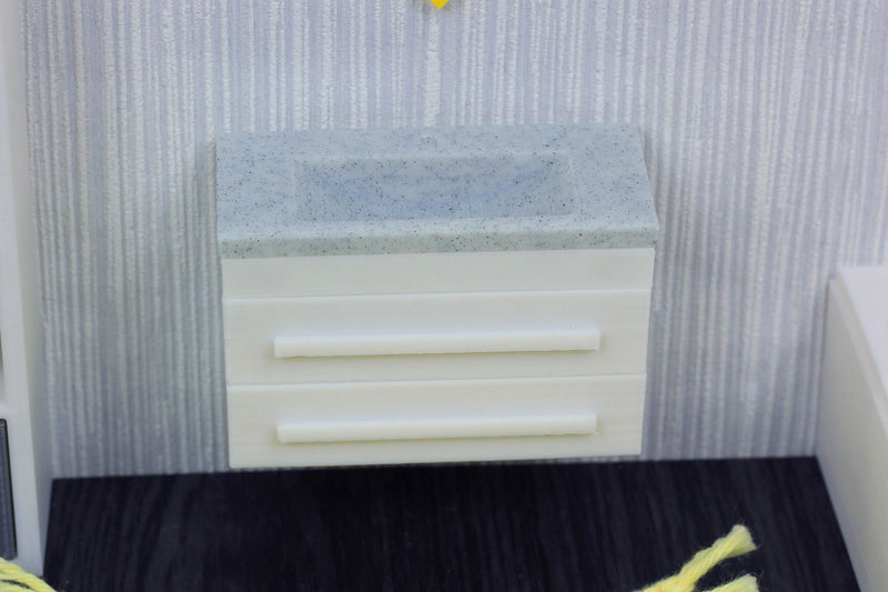 Marble Sink with Main Cabinet - Dollhouse Miniature 1:12 Miniature Dollhouse Furniture