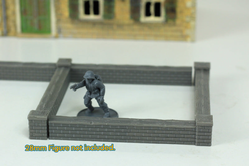 Rock Bottom Town Walls - Tabletop Wargaming WW2 Terrain 28mm Miniature 3D Printed Model | Bolt Action
