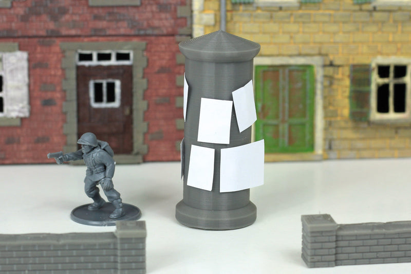 Poster Pole - Tabletop Wargaming WW2 Terrain 28mm Miniature 3D Printed Model | Bolt Action