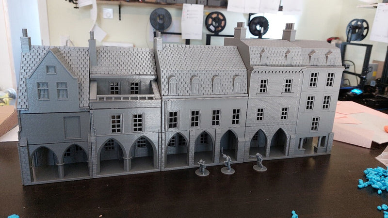 Carentan The Medieval Arcades Row - Tabletop Wargaming WW2 Terrain | 15mm 20mm 28mm HO Scale 3D Printed Miniature