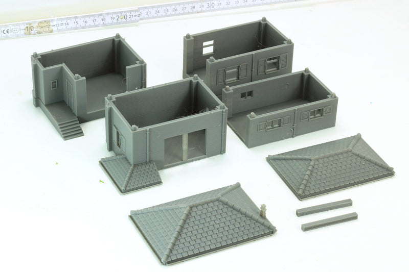 Italian Village Set - 4 Houses - Historical Tabletop Wargaming Terrain - Miniature Gaming - 3D Printed