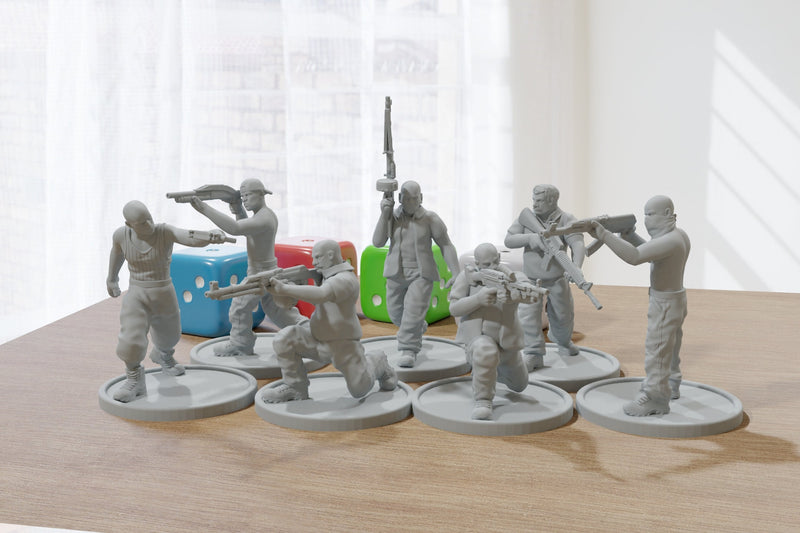 Cartel Gang - Seven - Modern Wargaming Miniatures for Tabletop RPG - 20mm / 28mm / 32mm Scale Minifigures