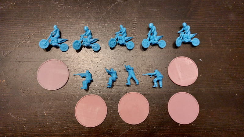 Biker Gang - nine 28mm/32mm Minifigures - Modern Wargaming Miniatures for Tabletop RPG