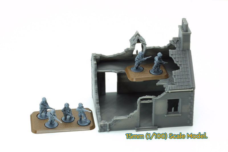 Normandy French Village House SS-T2 (VOLUME 2) - Tabletop Wargaming Terrain | Destroyed - Intact | 3D Printed Miniature | Flames of War