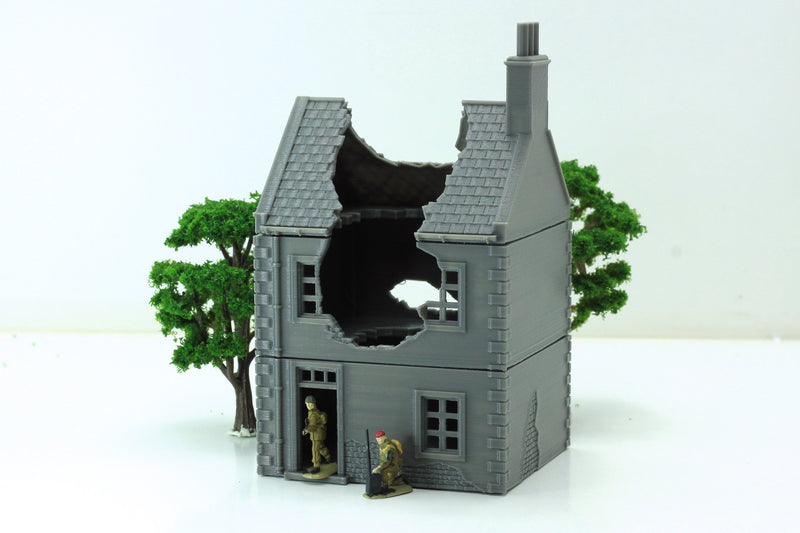 Normandy French Village House DS-T7 (VOLUME 2) - Tabletop Wargaming Terrain | Destroyed - Intact | 3D Printed Miniature | Flames of War