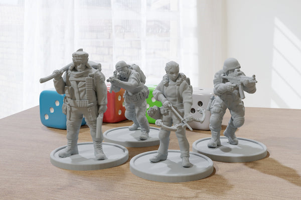 Survivors - ZONA ALFA - Four - Modern Wargaming Miniatures for Tabletop RPG - 20mm / 28mm / 32mm Scale Minifigures