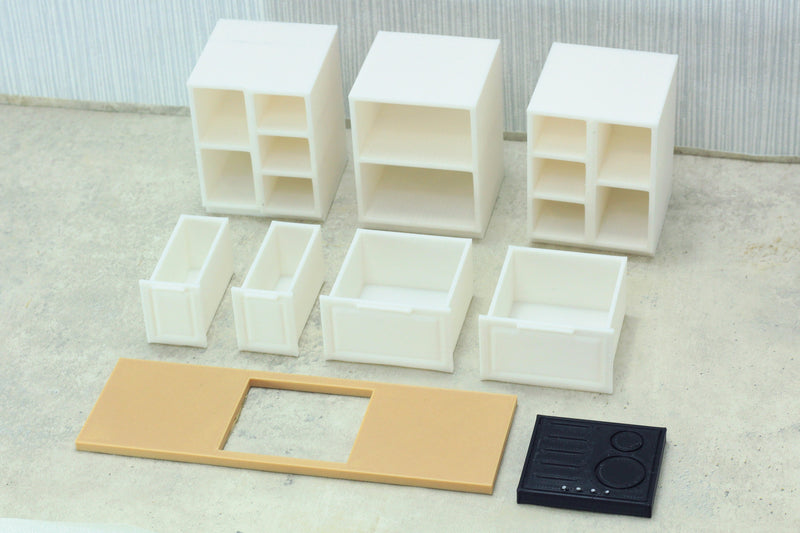 Modern Kitchen Set - Dollhouse Miniature 1:12 Miniature Dollhouse Furniture