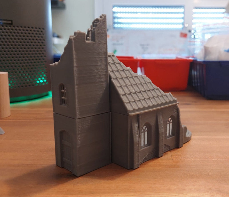 Small Chapel (Intact or Destroyed) - Tabletop Wargaming WW2 Terrain | Miniature 3D Printed Model | Flames of War - Zona Alfa